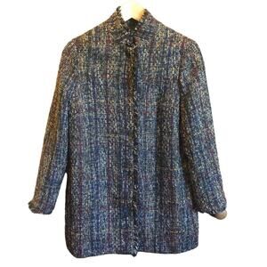 J. McLaughlin tweed collarless jacket sz xs